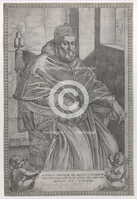 Portrait of Pope Sixtus V, 1585. Creator: Pietro Facchetti.