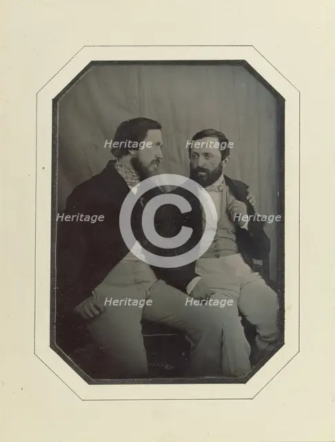 Portrait of Paul and Hippolyte Flandrin, 1848-1849. Creator: F. Chabrol.