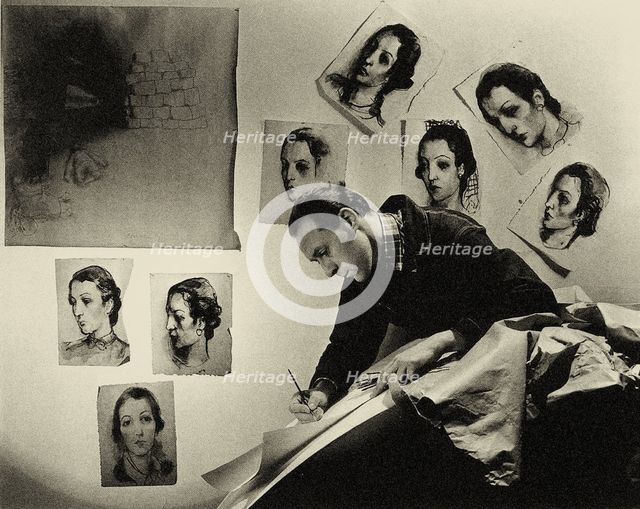 Portrait of Pavel Tchelitchew in his studio in New York, 1942. Creator: George Platt Lynes.