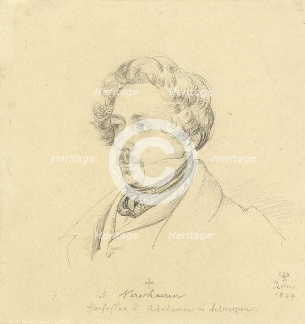 Portrait of Painter Jan Antoon Verschaeren., 1829. Creator: Friedrich Preller.