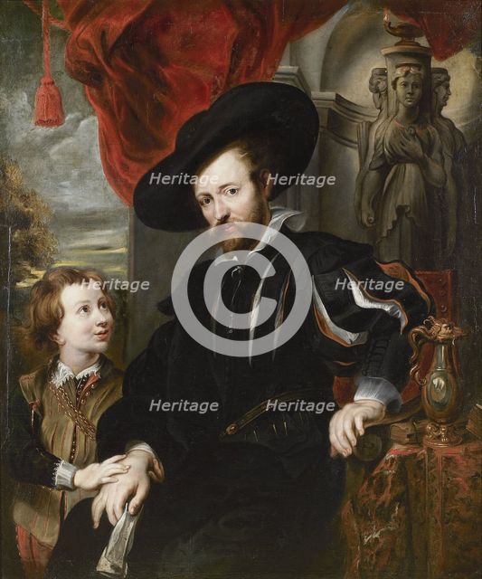 Portrait of Peter Paul Rubens with his son Albert, Mid of 17th cen.. Artist: Rubens, Peter Paul, (School)  