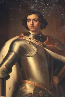 Portrait of Peter the Great mid 19th century. Artist: Enrico Belli