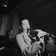 Portrait of Pee Wee Russell, Dave Tough, and Max Kaminsky, Eddie Condon's, New York, N.Y., 1946. Creator: William Paul Gottlieb