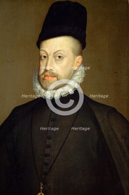 Portrait of Philip II (1527-1598), King of Spain and Portugal, 1568. Artist: Sánchez Coello, Alonso (1531-1588)