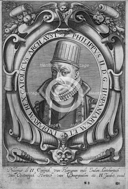 Portrait of Philip II (1527-1598), King of Spain and Portugal. Artist: Benaglia, Giuseppe (1796-1830)