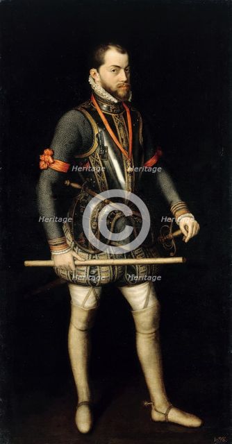 Portrait of Philip II (1527-1598), King of Spain and Portugal. Artist: Sánchez Coello, Alonso (1531-1588)