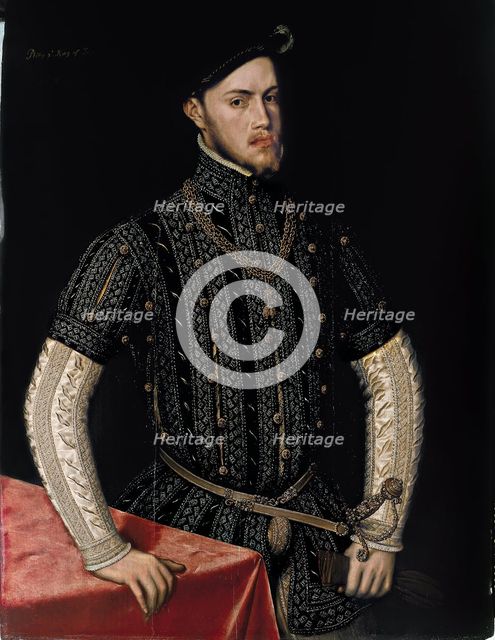 Portrait of Philip II (1527-1598), King of Spain and Portugal, c. 1550. Artist: Mor, Antonis (Anthonis) (c. 1517-1577)