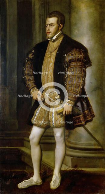 Portrait of Philip II (1527-1598), King of Spain and Portugal, ca 1554. Creator: Titian (1488-1576).