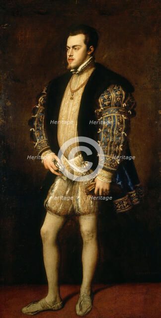 Portrait of Philip II (1527-1598), King of Spain and Portugal. Creator: Titian (1488-1576).