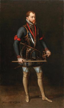 Portrait of Philip II (1527-1598), King of Spain, in armor and with the Order of the Golden Fleece. Creator: Anonymous