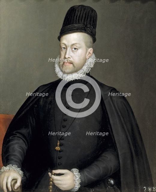 Portrait of Philip II of Spain, 1565. Creator: Alonso Sanchez Coello.