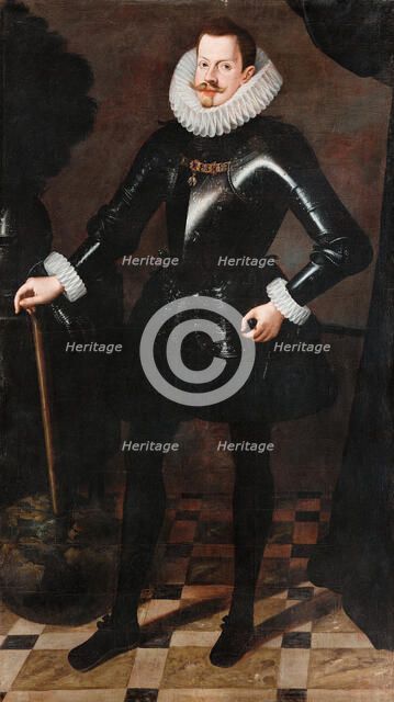 Portrait of Philip III of Spain (1578-1621), King of Spain and Portugal, c. 1617. Artist: Polanco, Andrés López (?-1641)