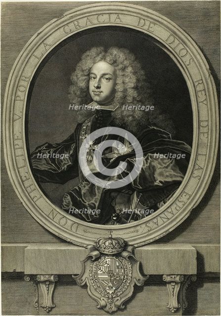 Portrait of Philippe V, King of Spain, 1702. Creator: Pierre Drevet.
