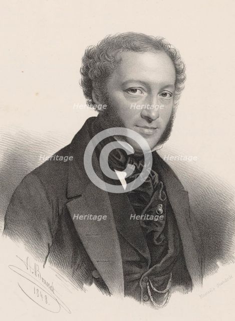 Portrait of pianist and composer Ignaz Moscheles (1794-1870) , 1848. Creator: Brandt, A. (active 1840s).