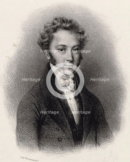 Portrait of pianist and composer Ignaz Moscheles (1794-1870) , c. 1830. Creator: Lithographie Formentin et C..