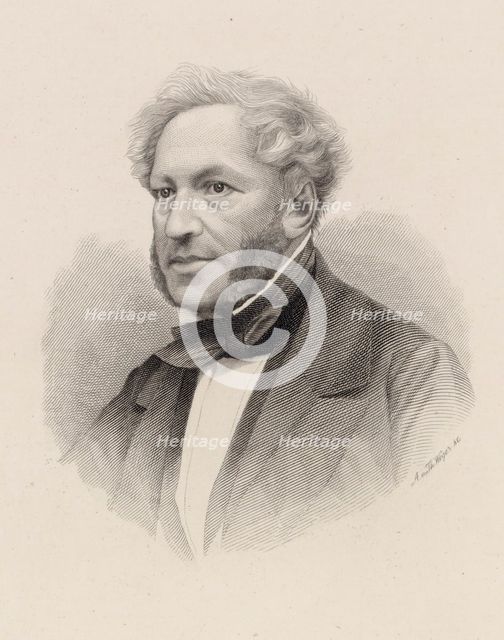 Portrait of pianist and composer Ignaz Moscheles (1794-1870) , c. 1850. Creator: Weger, August (1823-1892).