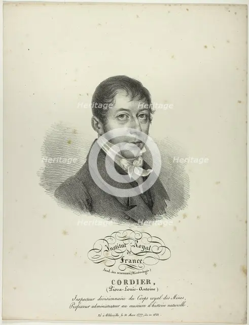 Portrait of Pierre-Louis-Antoine Cordier, c. 1825. Creator: Julien Leopold Boilly.
