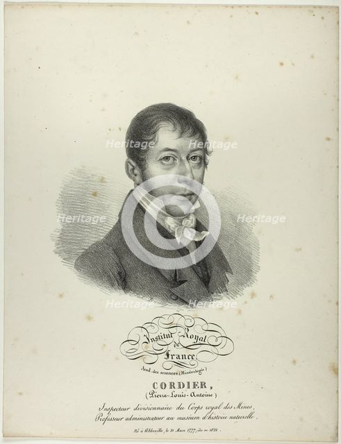 Portrait of Pierre-Louis-Antoine Cordier, c. 1825. Creator: Julien Leopold Boilly.