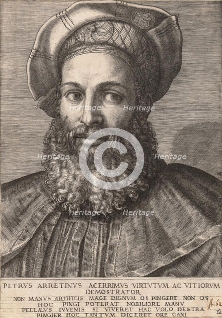 Portrait of Pietro Aretino, ca. 1517-20. Creator: Marcantonio Raimondi.
