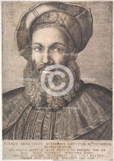 Portrait of Pietro Aretino, First quarter of 16th century. Creator: Raimondi, Marcantonio (c. 1480-c. 1534).