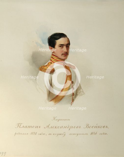 Portrait of Platon Alexandrovich Voeykov (1828-1855) (From the Album of the Imperial Horse Guards), 1846-1849. Artist: Hau (Gau), Vladimir Ivanovich (1816-1895)