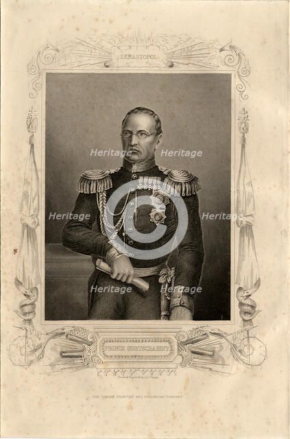 Portrait of Prince Mikhail Dmitrievich Gorchakov (1795-1861), 1856. Artist: Pound, Daniel J. (1810-1861?)