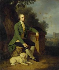 Portrait of Prince Nikolai Yusupov with a Dog, 1782. Creator: Johann Baptist Lampi I