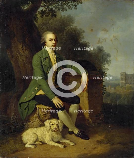 Portrait of Prince Nikolai Yusupov with a Dog, 1782. Creator: Johann Baptist Lampi I.