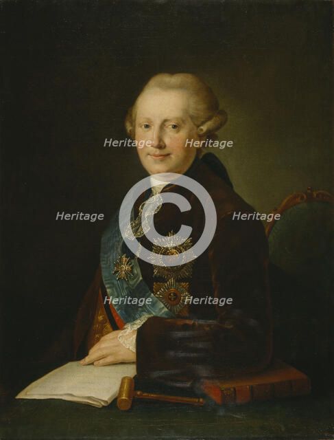Portrait of Prince Alexander Alexeyevich Vyazemsky (1727-1793), 1780s. Artist: Miropolsky, Leonty Semyonovich (1749-1819)