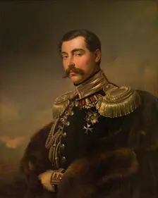 Portrait of Prince Andrei Obolensky, 1850. Creator: Franz Kruger