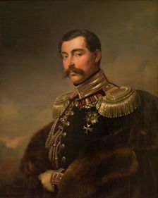 Portrait of Prince Andrei Obolensky, 1850. Creator: Franz Kruger