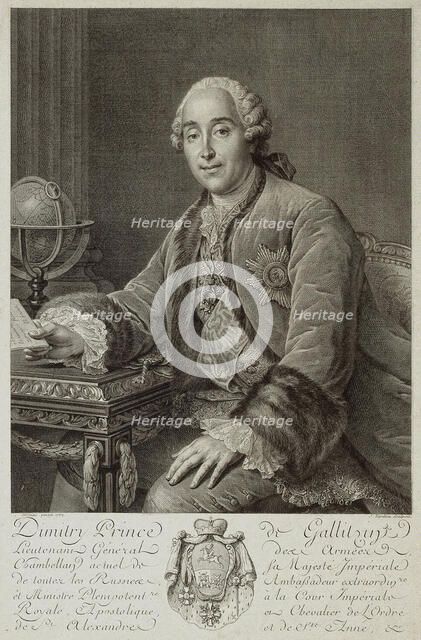 Portrait of Prince Dmitriy Mikhailovich Golitsyn (1721-1793), 1762. Artist: Tardieu, Pierre Alexandre (1756-1844)