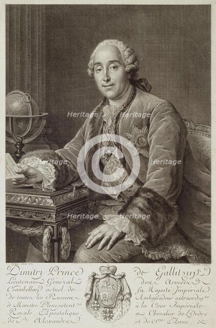 Portrait of Prince Dmitriy Mikhailovich Golitsyn (1721-1793), 1762. Artist: Tardieu, Pierre Alexandre (1756-1844)