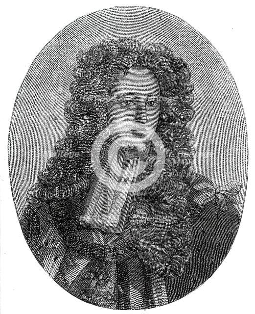 Portrait of Prince George of Denmark composed entirely of minute writing, 1860. Creator: Unknown.