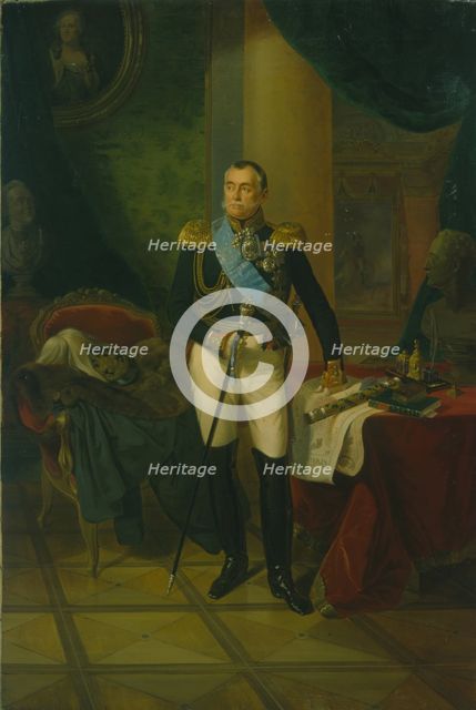 Portrait of Prince Pyotr Volkonsky (1776-1852), c. 1850. Artist: Anonymous  