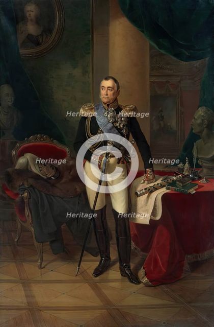 Portrait of Prince Pyotr Volkonsky, 1850. Creator: Franz Kruger.