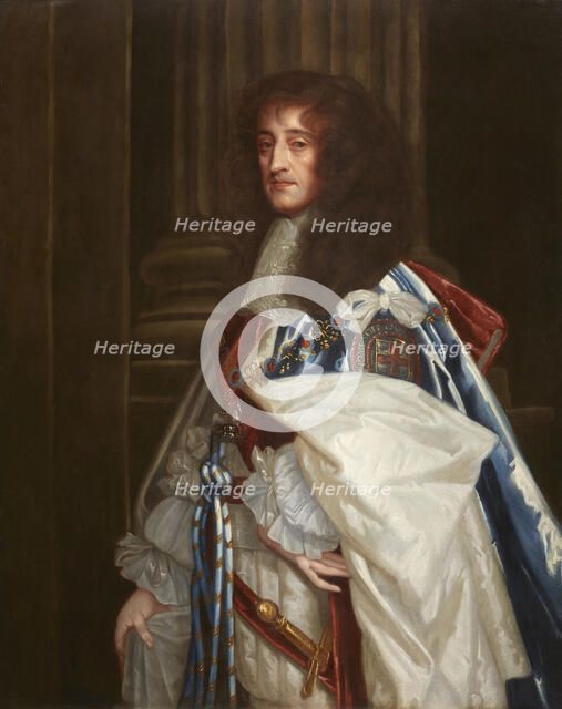 Portrait of Prince Rupert of the Rhine (1619-1682), wearing the robes of the Order of the Garter. Creator: Lely, Sir Peter (1618-1680).