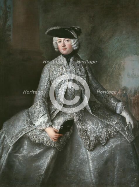 Portrait of Princess Anna Amalia of Prussia (1723-1787), Abbess of Quedlinburg, ca 1744 . Creator: Pesne, Antoine (1683-1757).