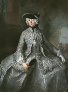 Portrait of Princess Anna Amalia of Prussia (1723-1787), Abbess of Quedlinburg, ca 1744 . Creator: Pesne, Antoine (1683-1757)