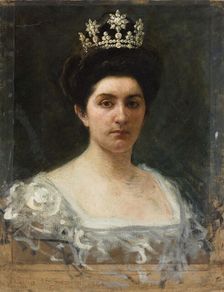 Portrait of Princess Elena of Montenegro (1873-1952), Queen of Italy, 1904. Creator: Grosso, Giacomo (1860-1938)