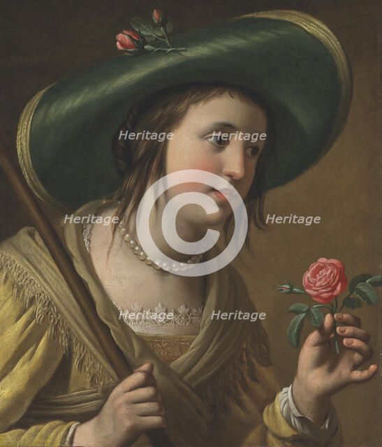 Portrait of Princess Elisabeth of the Palatinate (1618-1680) as a shepherdess, 1st Half of 17th cen. Creator: Honthorst, Gerrit, van (1592-1656).