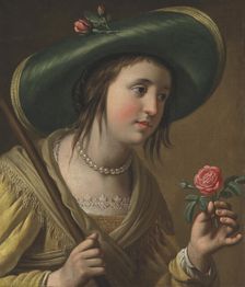 Portrait of Princess Elisabeth of the Palatinate (1618-1680) as a shepherdess, 1st Half of 17th cen. Creator: Honthorst, Gerrit, van (1592-1656)