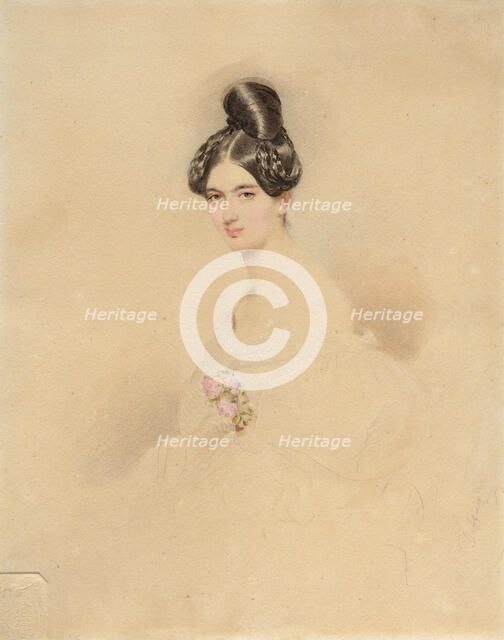 Portrait of Princess Franziska von Lichtenstein, née Countess Kinsky von Wchinitz und..., c 1831. Creator: Daffinger, Moritz Michael (1790-1849).