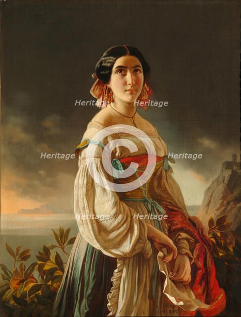 Portrait of Princess Lina Gagarina, 1847. Artist: Orlov, Pimen Nikitich (1812-1863)