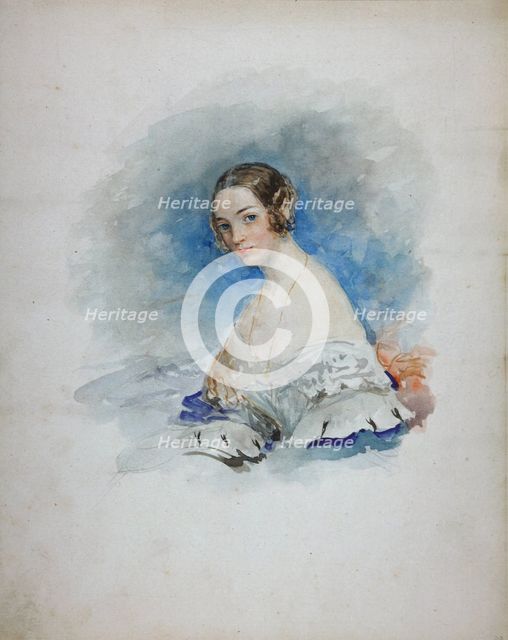 Portrait of Princess Maria Ivanovna Kochubey, née Baryatinskaya (1818-1843), 1846. Artist: Sadovnikov, Vasily Semyonovich (1800-1879)