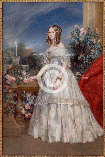 Portrait of Princess Victoria of Saxe-Coburg and Gotha (1822-1857), Duchess of Nemours, c1845. Creator: Meuret, François (1800-1887).