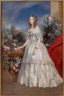 Portrait of Princess Victoria of Saxe-Coburg and Gotha (1822-1857), Duchess of Nemours, c1845. Creator: Meuret, François (1800-1887)