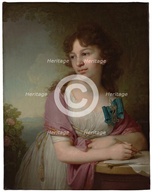 Portrait of Princess Yekaterina Alexeyevna Dolgorukova (1781-1860), née Countess Vasilyeva, 1798. Artist: Borovikovsky, Vladimir Lukich (1757-1825)