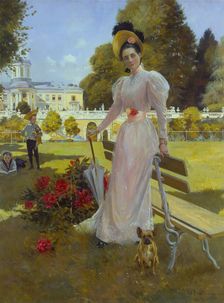 Portrait of Princess Zinaida Yusupova with Two Sons at Arkhangelskoe, 1894. Creator: Francois Flameng