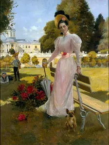 Portrait of Princess Zinaida Yusupova with Two Sons at Arkhangelskoye 1894. Creator: Flameng, François (1856-1923)
